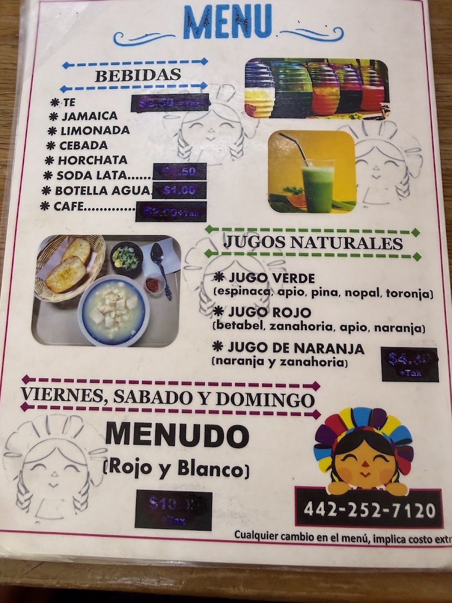 ' La Lupita' menu board