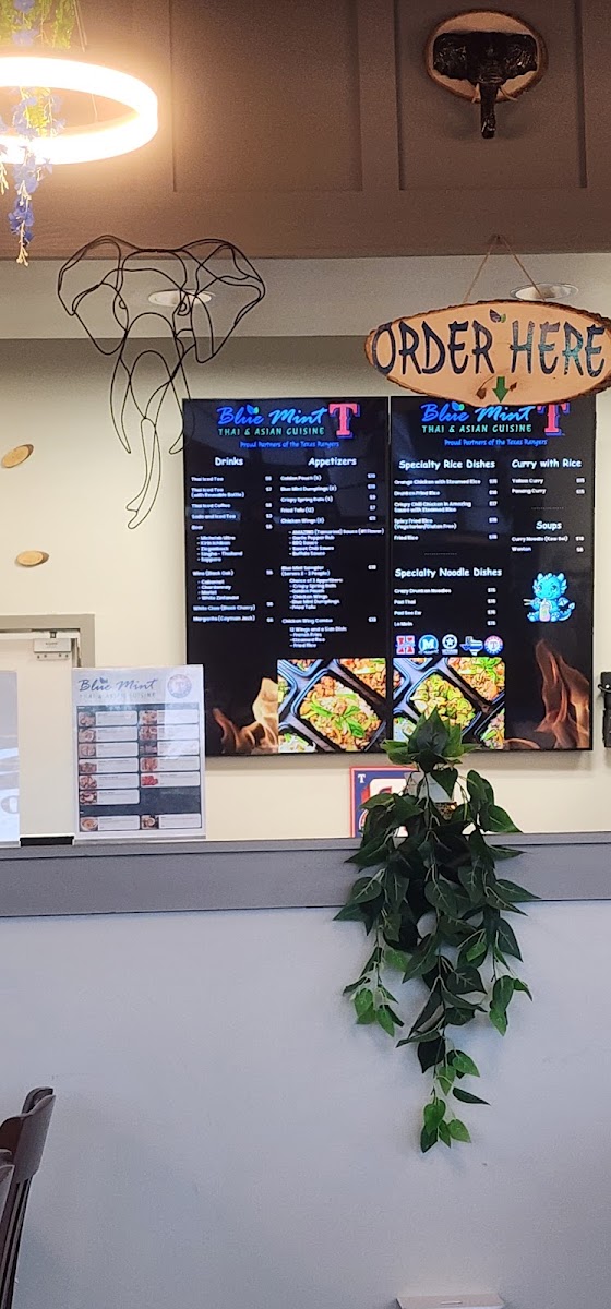 Blue Mint Thai & Asian Cuisine menu board