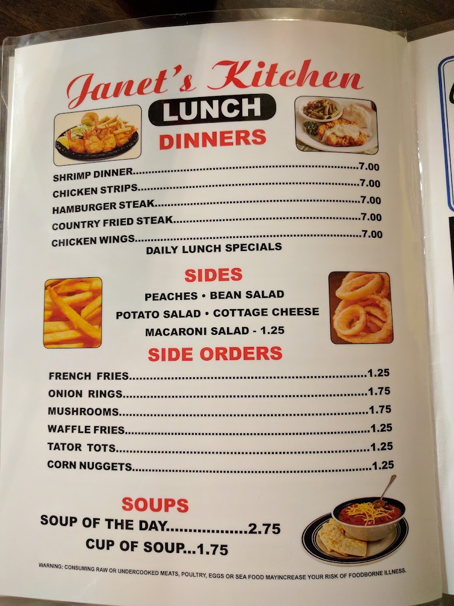Janets Kitchen menu board