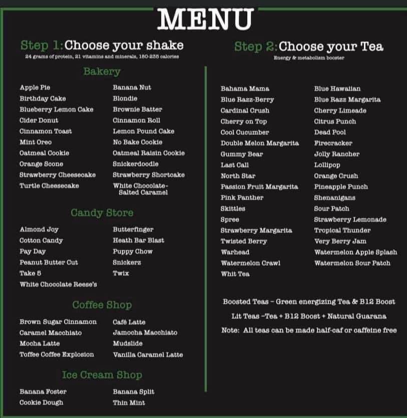 802 Nutrition menu board