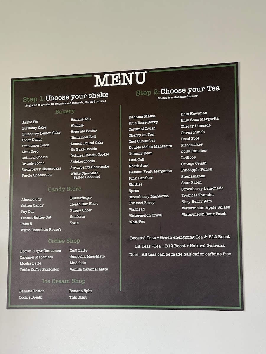 802 Nutrition menu board