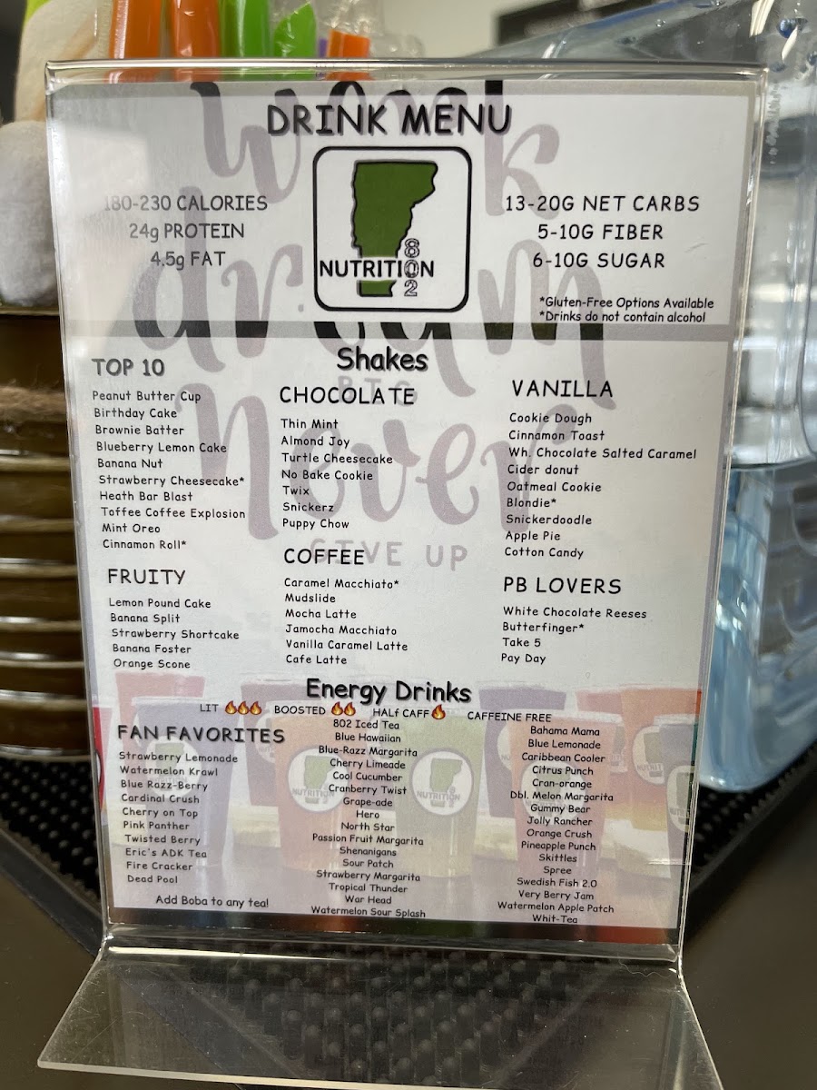 802 Nutrition menu board