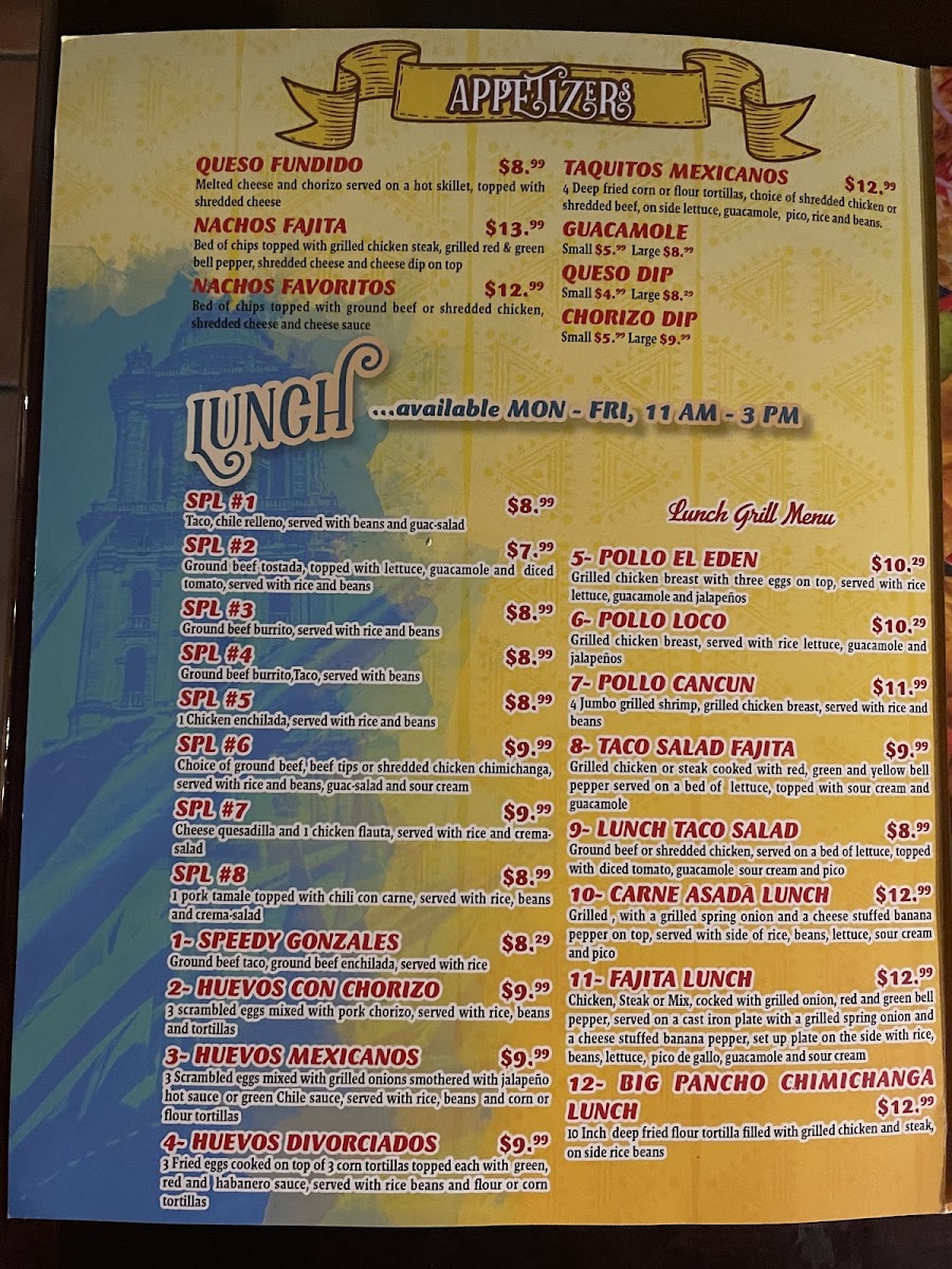 Casa Agave Mexican Restaurant and Cantina menu board