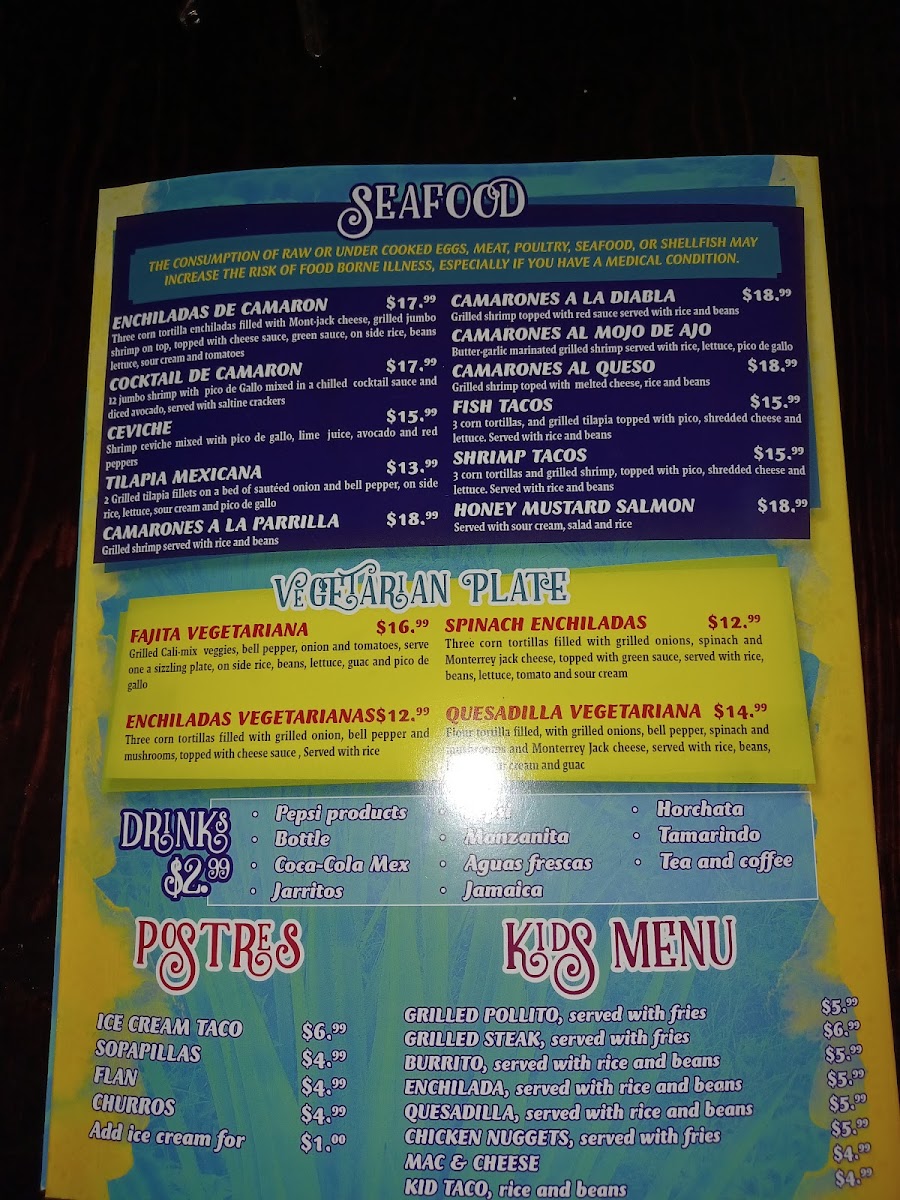 Casa Agave Mexican Restaurant and Cantina menu board