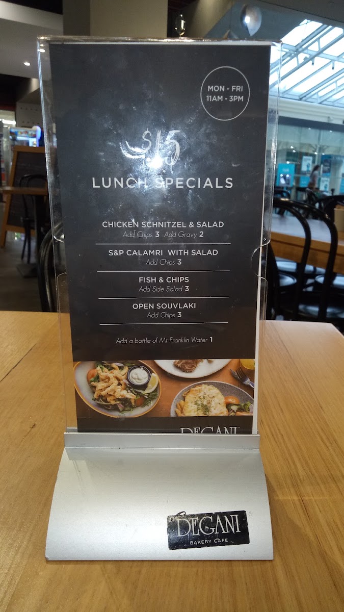 Degani Dandenong menu board