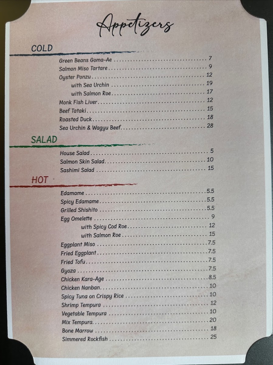 KIWAMI SUSHI & RAMEN menu board
