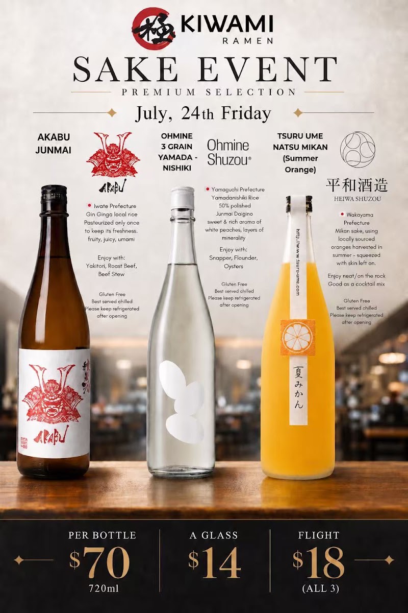 KIWAMI SUSHI & RAMEN menu board