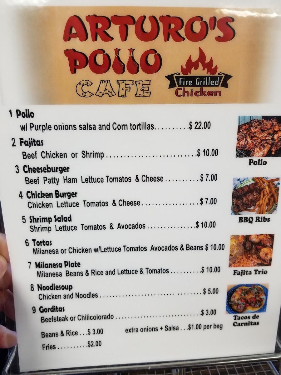 Arturo's Pollo menu board