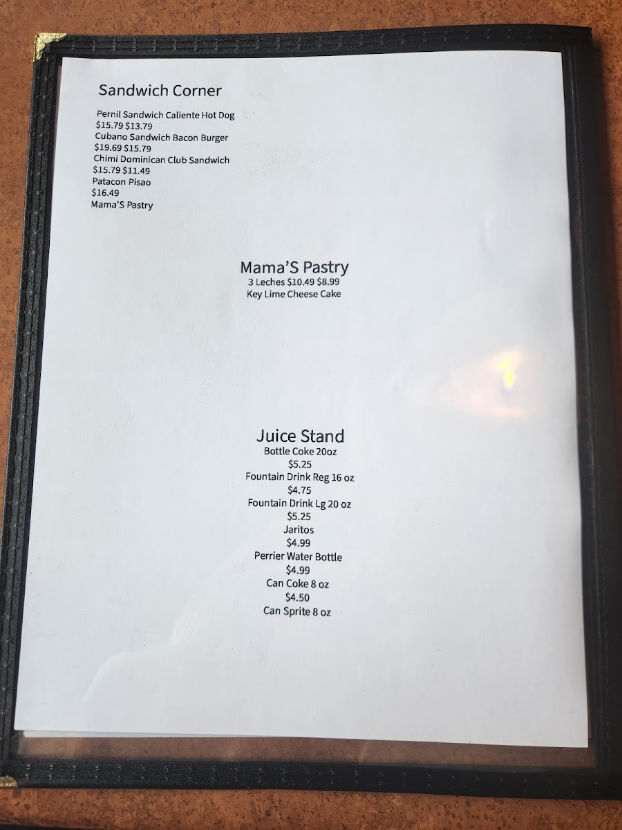 Bocao Latin Grill menu board