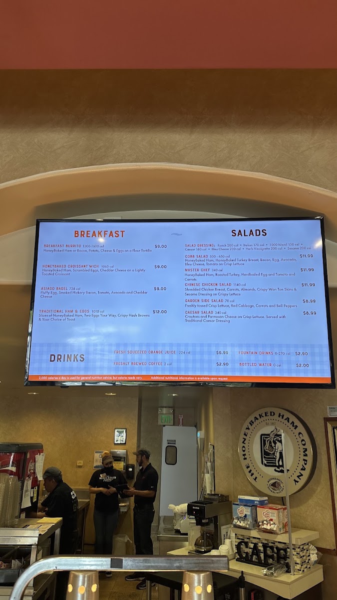 Honeybaked Ham of Glendale menu board