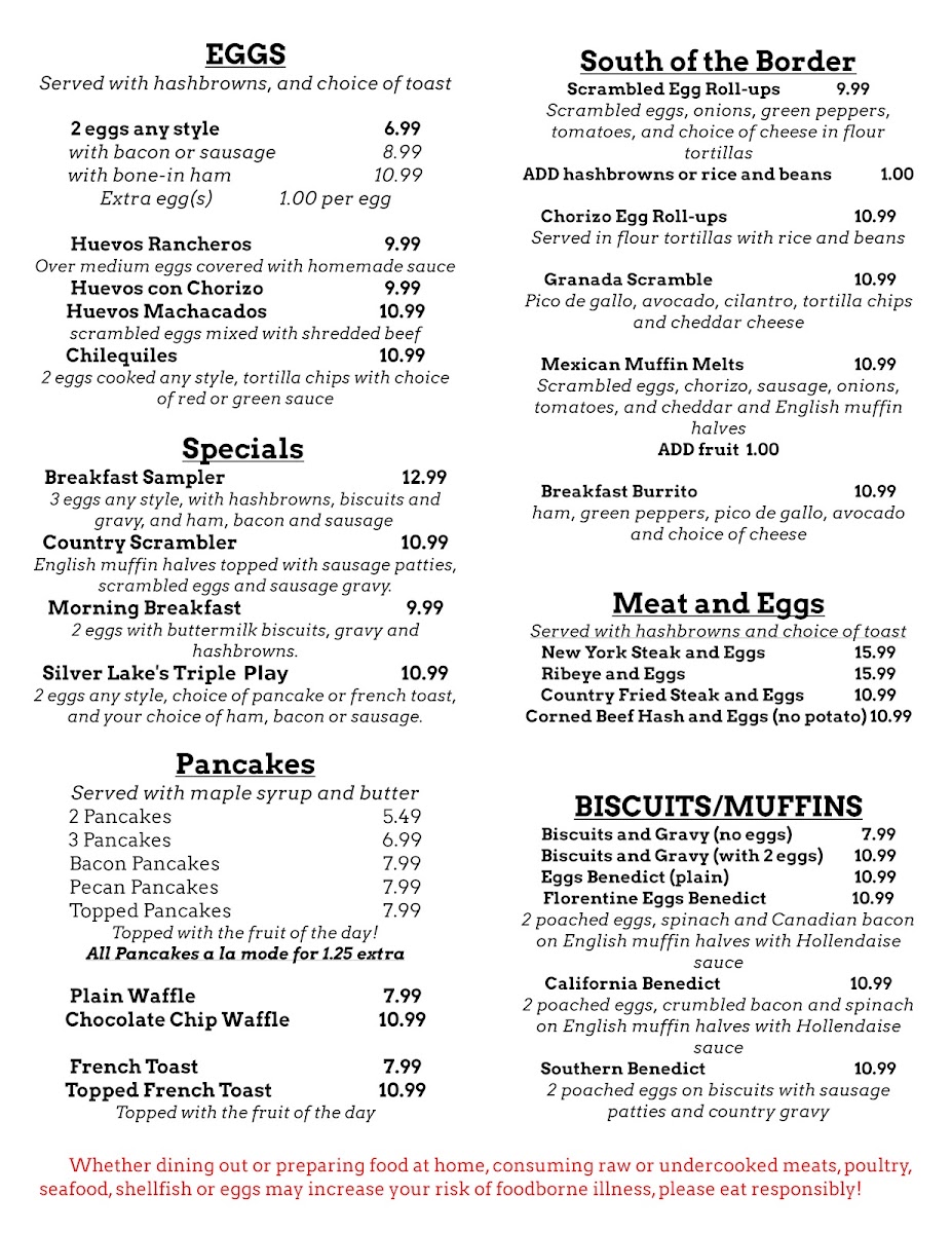 El Tequila Mexican Grill menu board