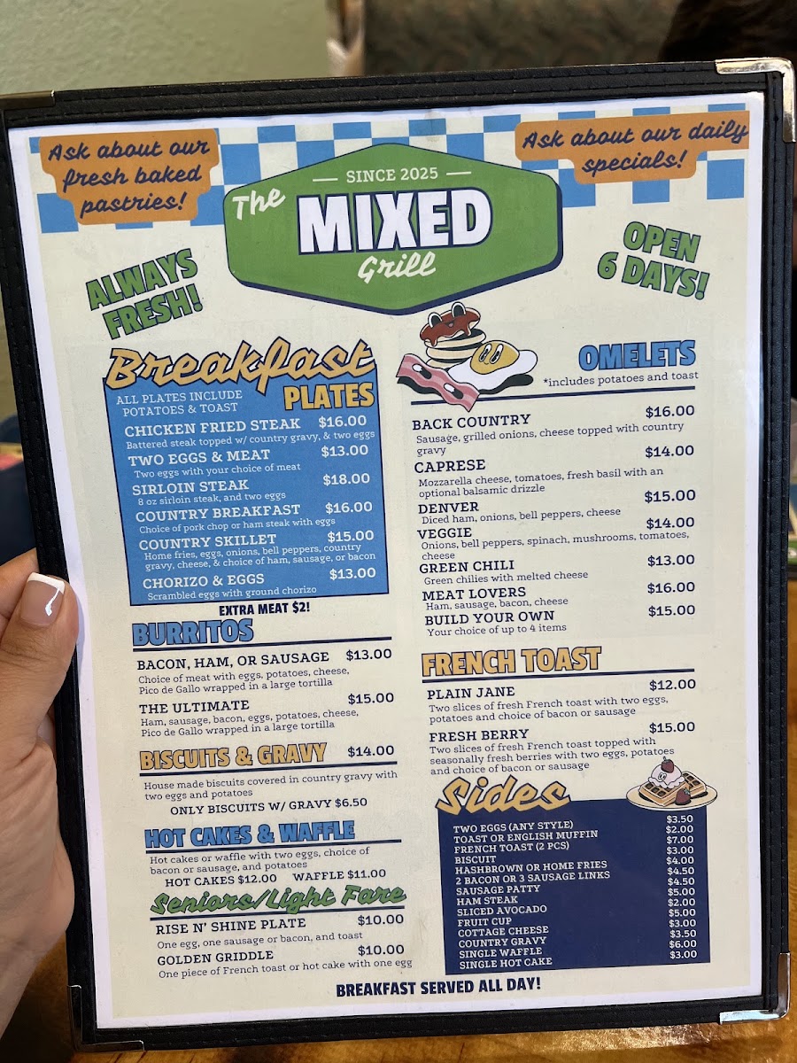 The Mixed Grill menu board