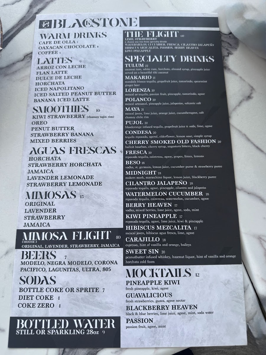 Blackstone Kitchen menu board