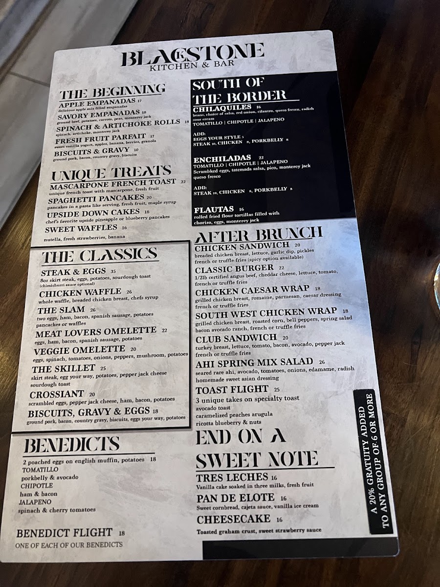Blackstone Kitchen menu board