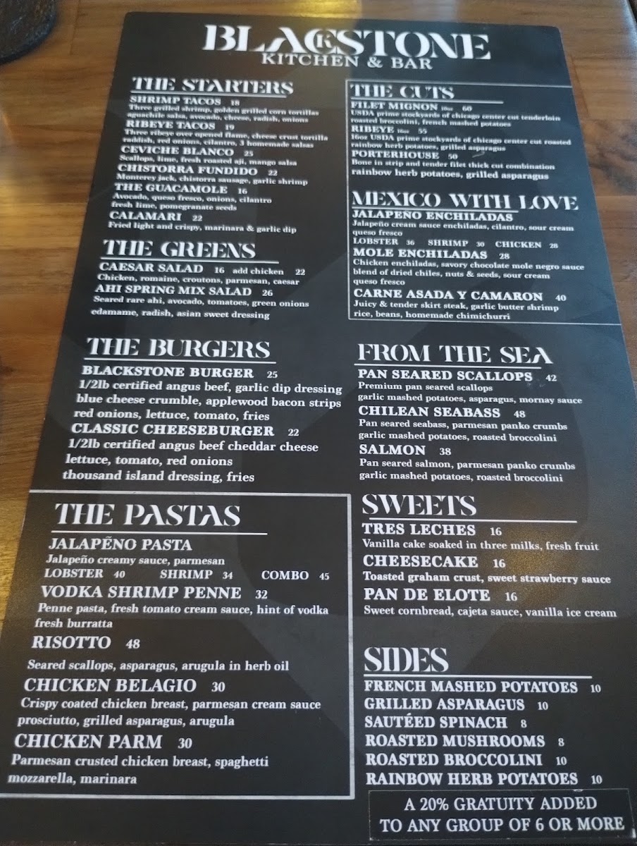 Blackstone Kitchen menu board
