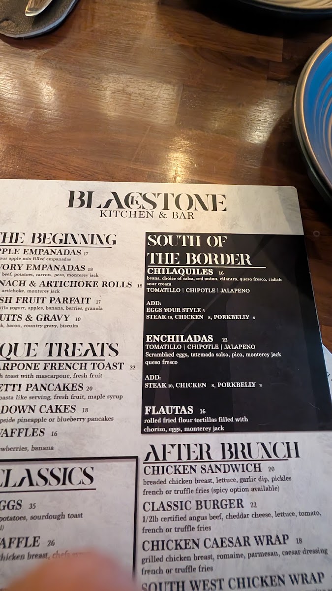Blackstone Kitchen menu board