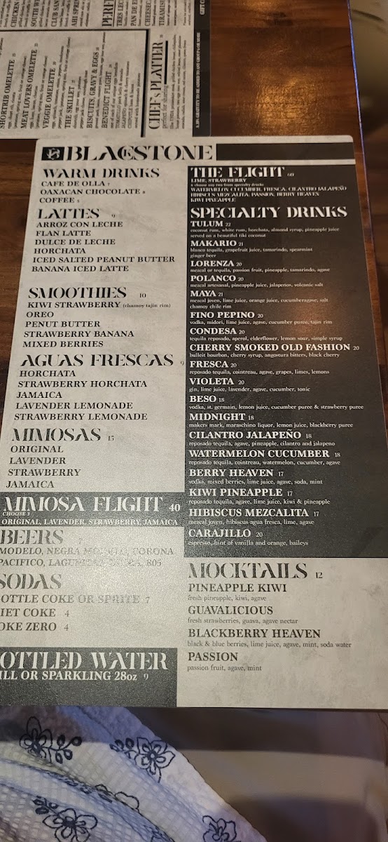 Blackstone Kitchen menu board