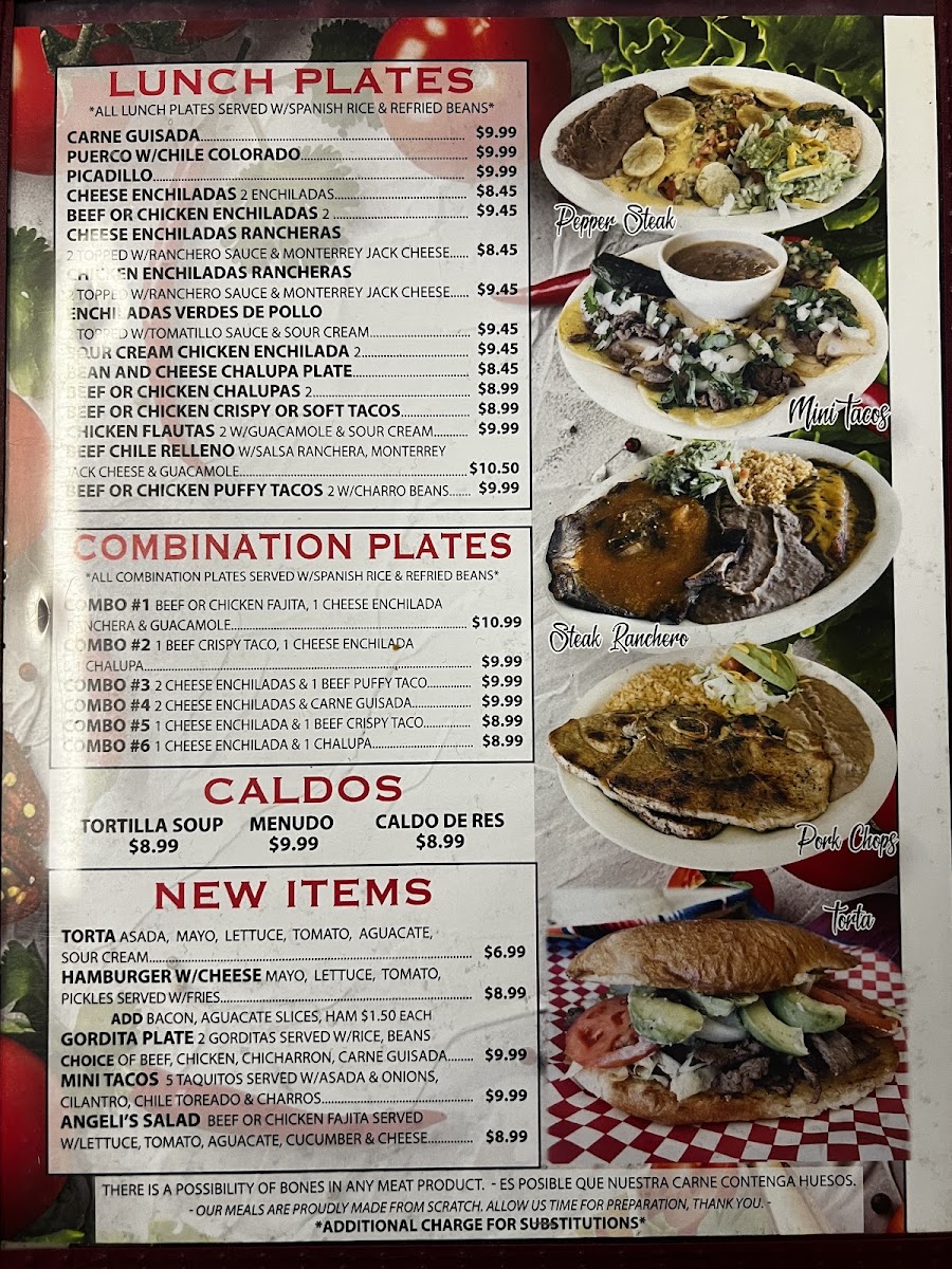 Chile Tomate y Cebolla Mexican menu board