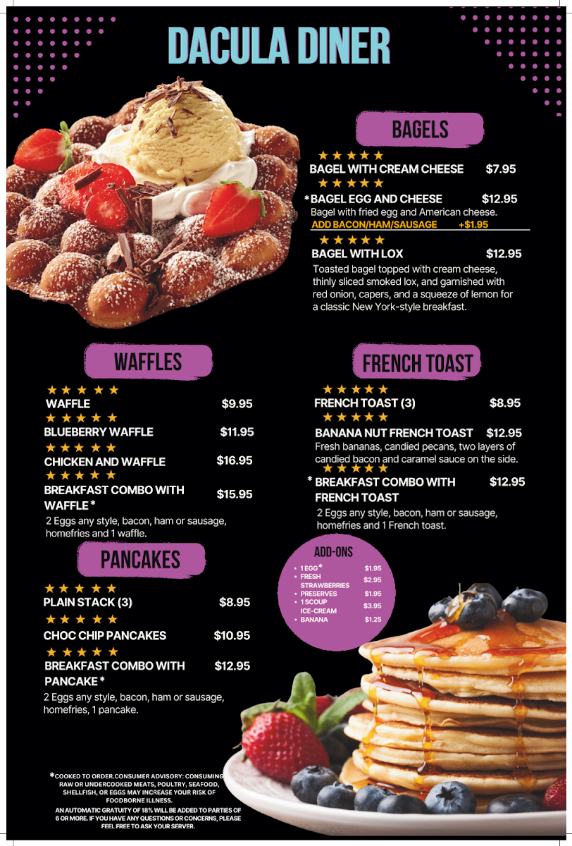 Dacula Diner menu board