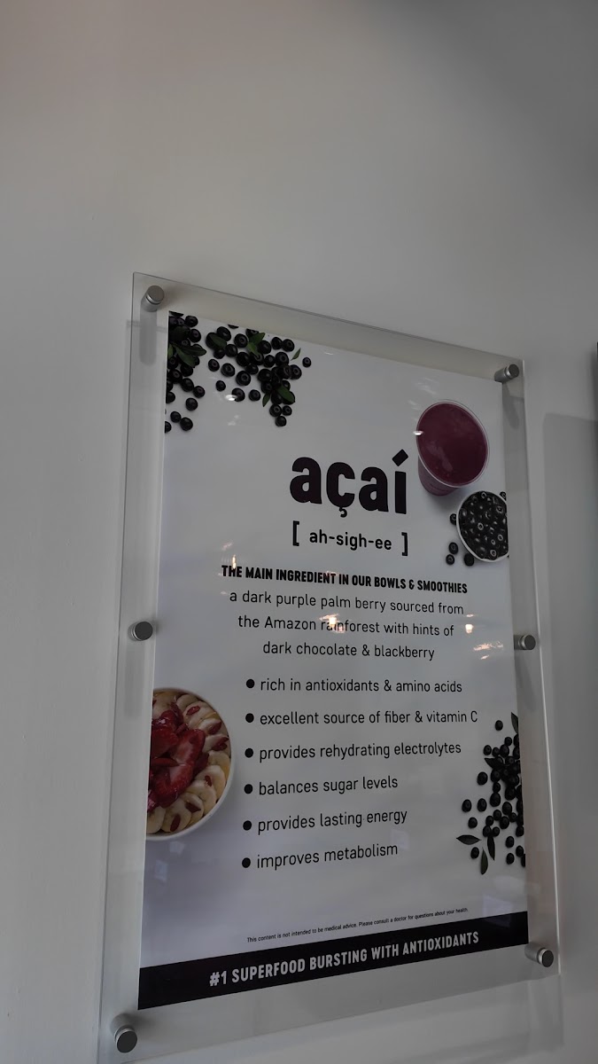 Vitality Bowls menu board