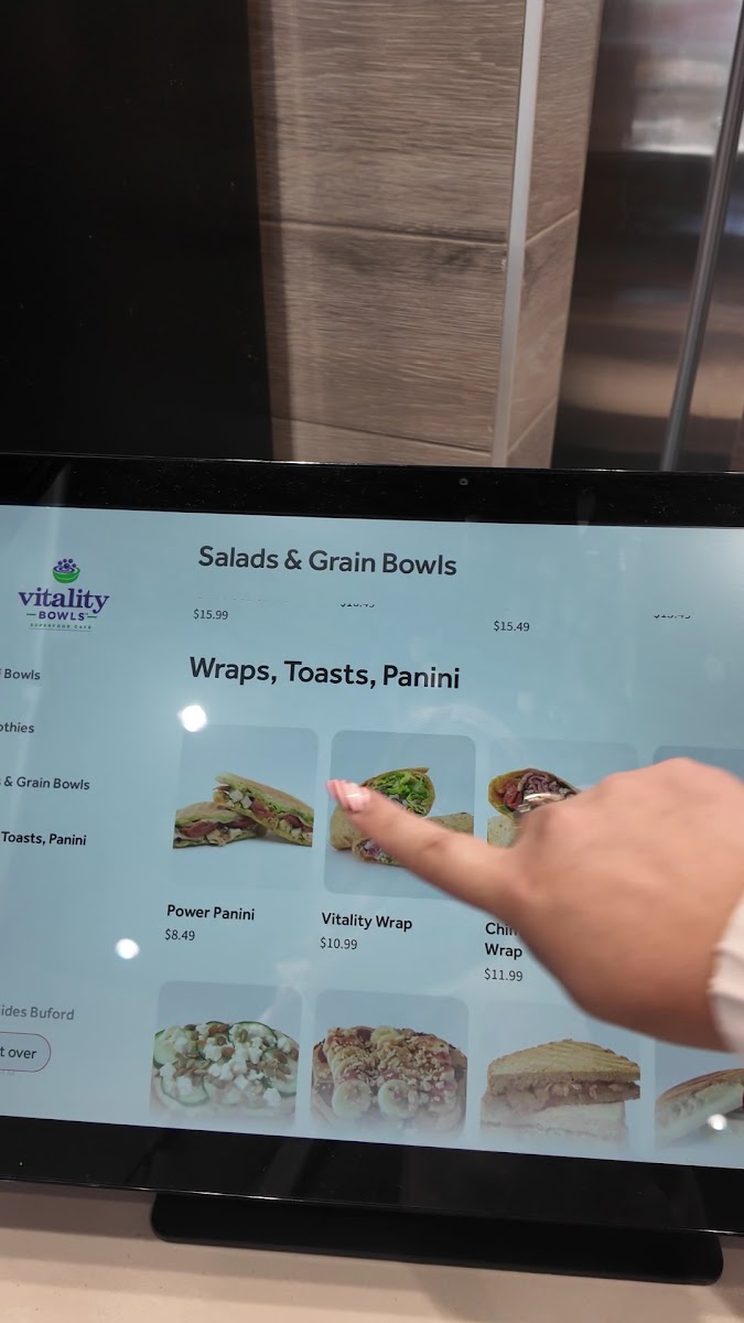 Vitality Bowls menu board