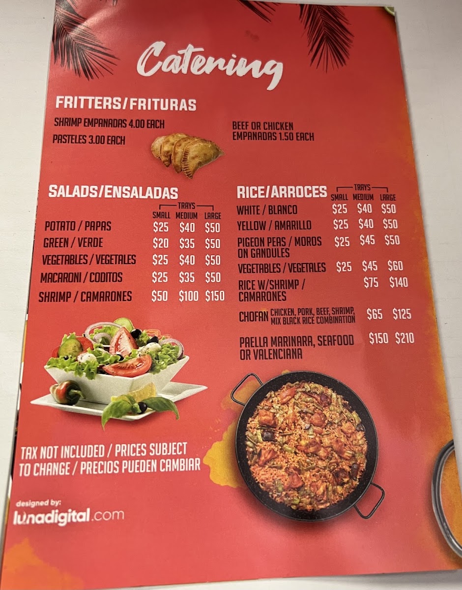 New Carrizal Restaurant menu board