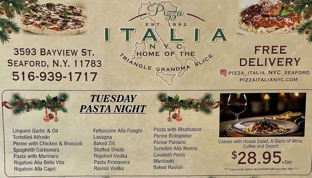 Pizza Italia NYC menu board