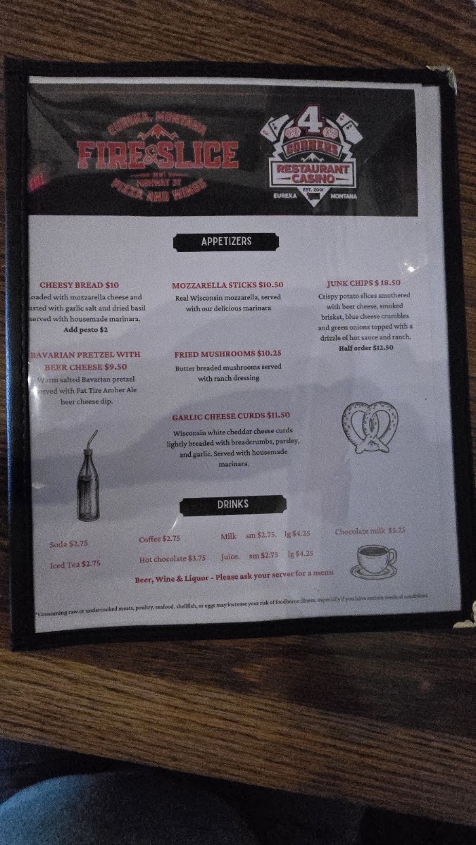 Fire & Slice menu board