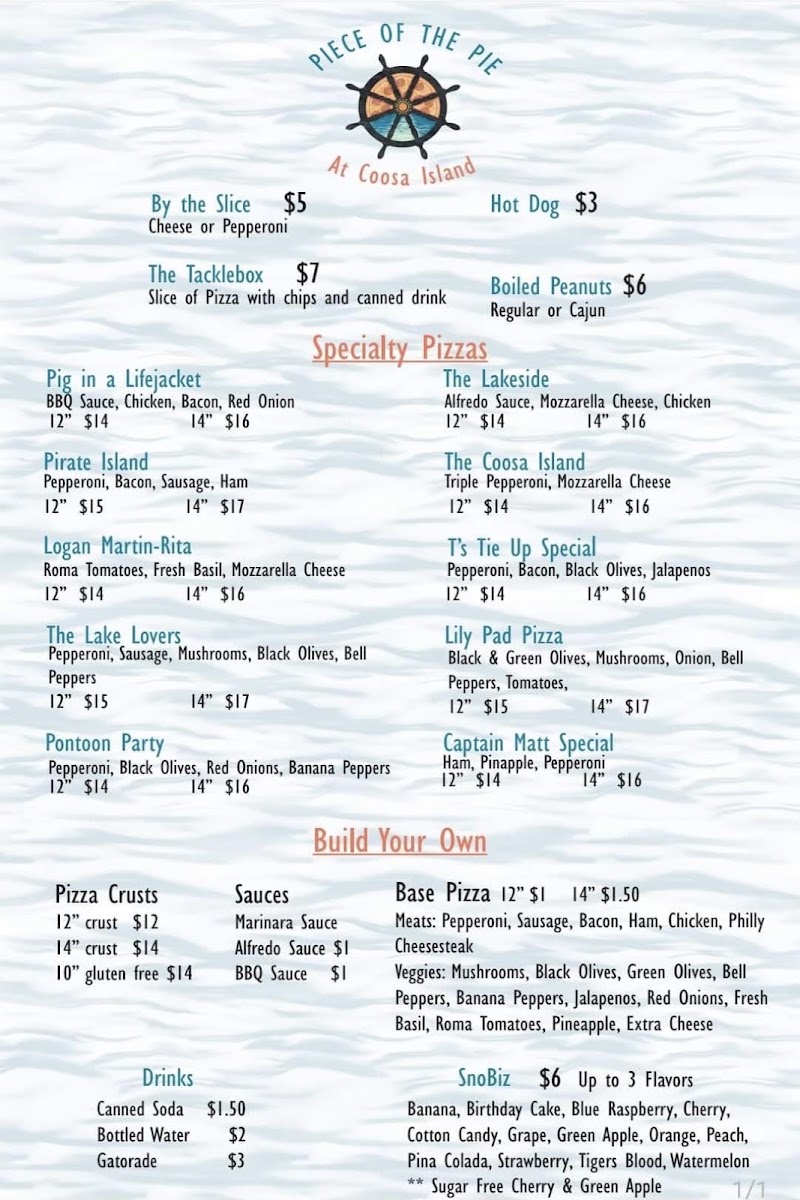 Piece of the Pie menu board
