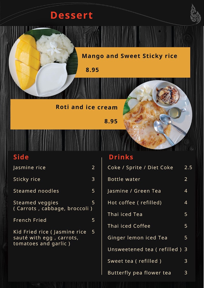 Sunshine Thai menu board