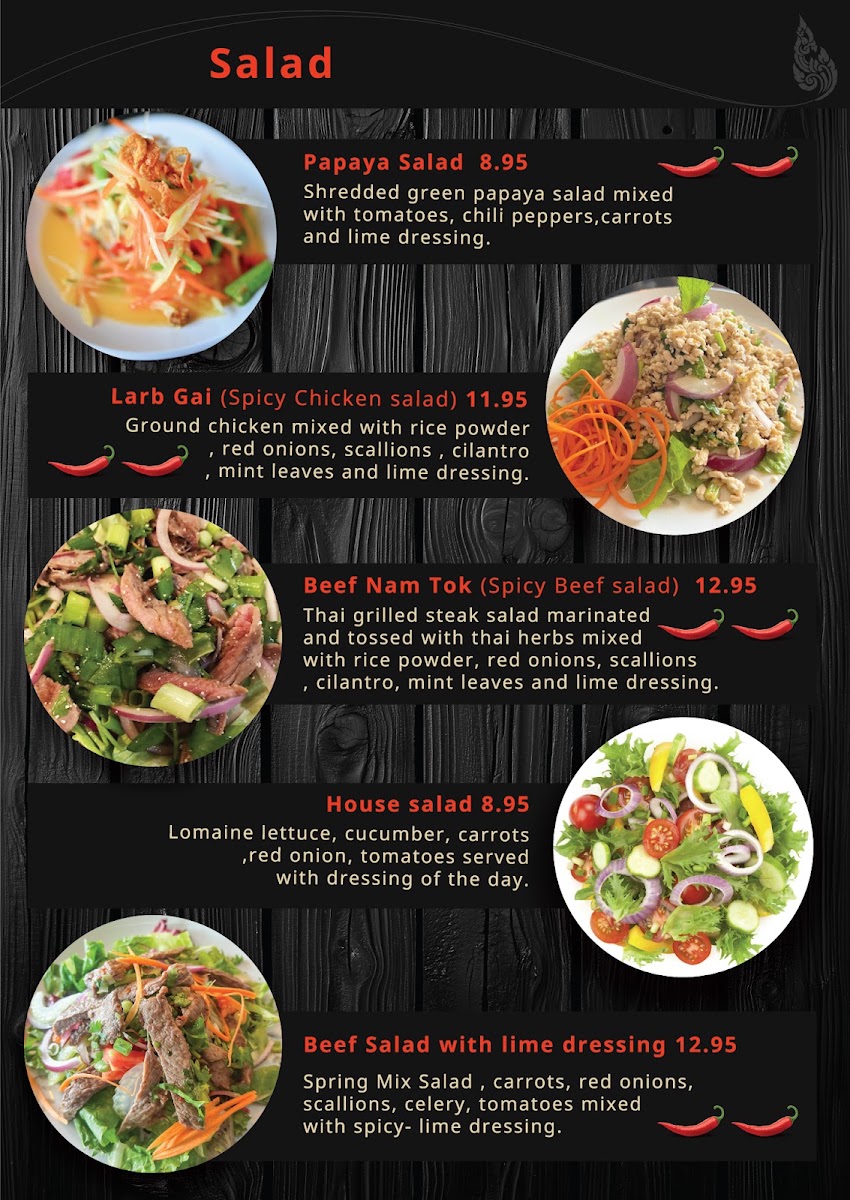 Sunshine Thai menu board