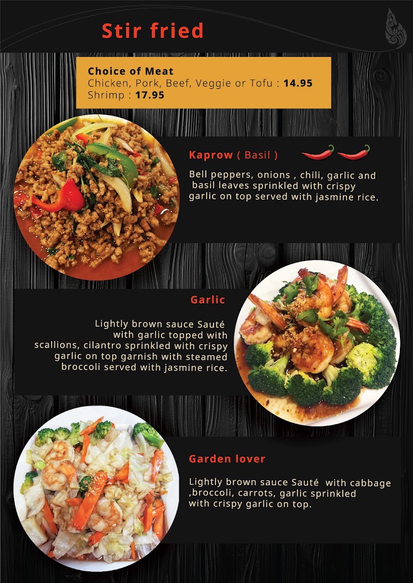Sunshine Thai menu board