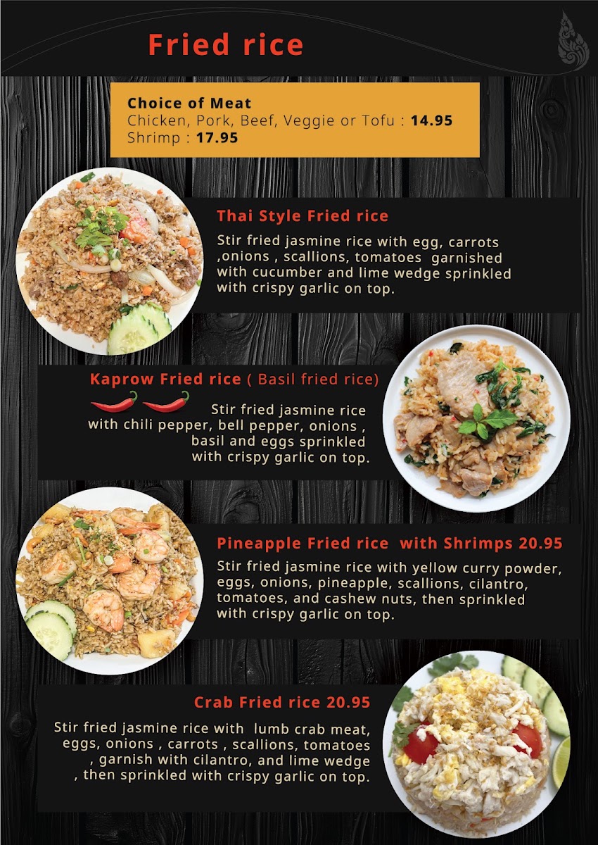 Sunshine Thai menu board