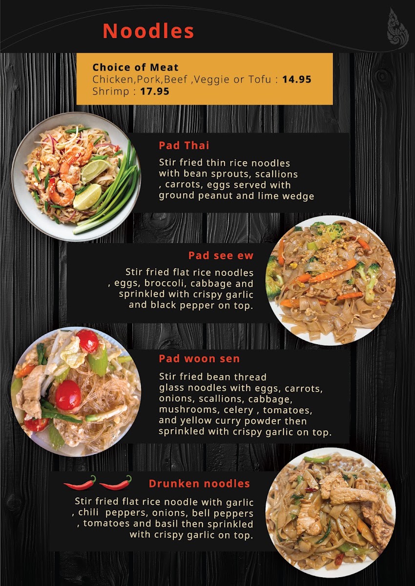 Sunshine Thai menu board