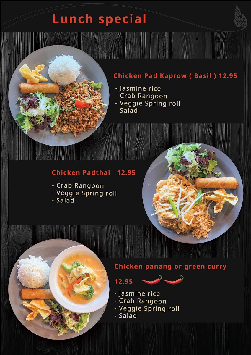 Sunshine Thai menu board