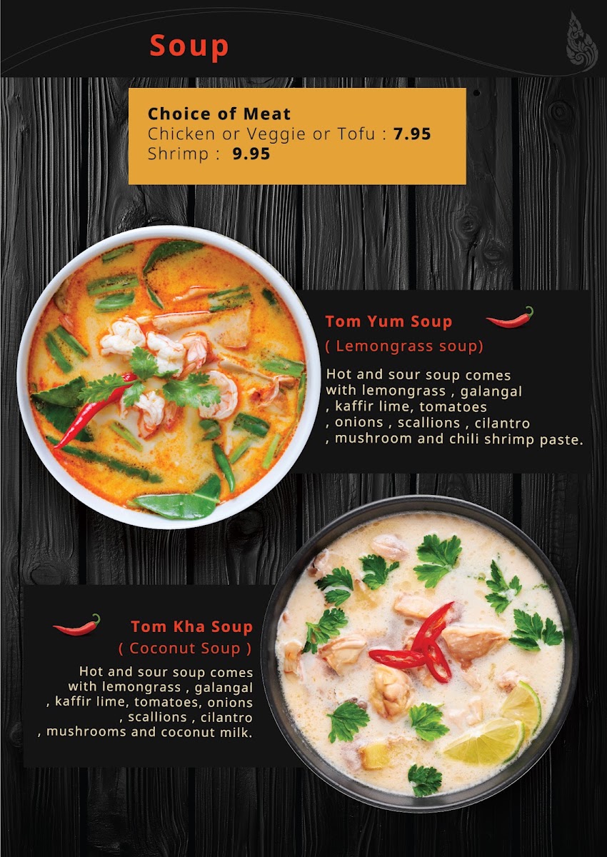 Sunshine Thai menu board