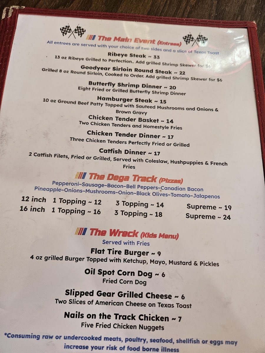 Sweet Home Saloon & Grill menu board