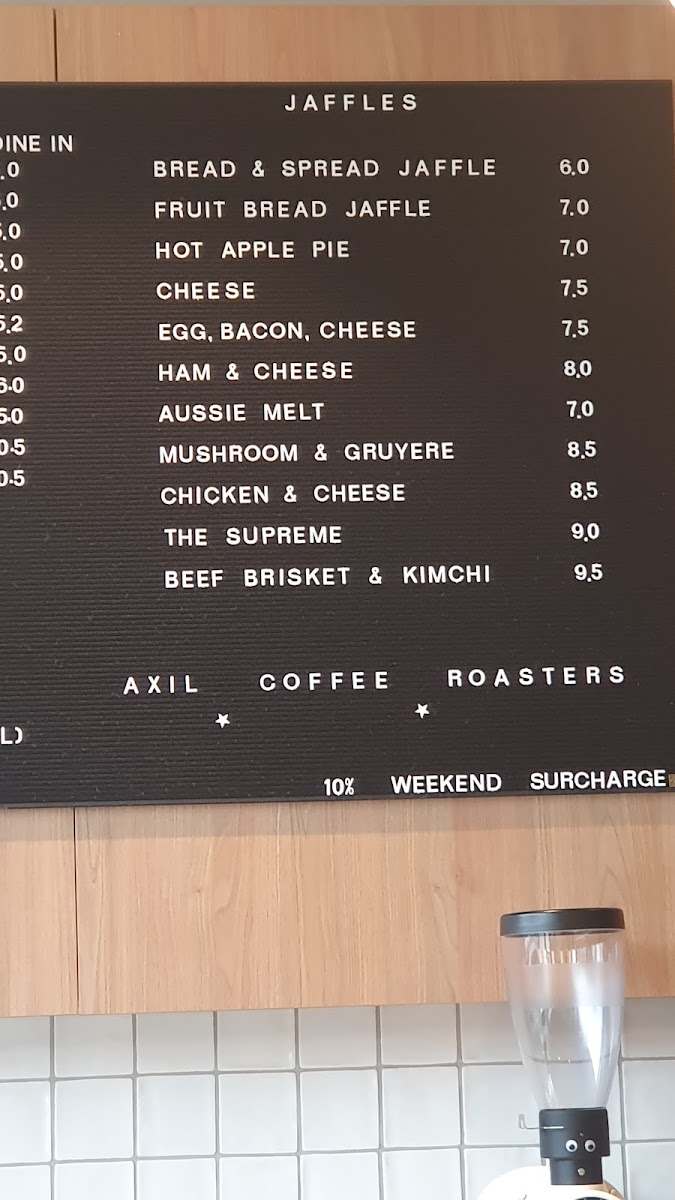 Axil Coffee Roasters Kew menu board