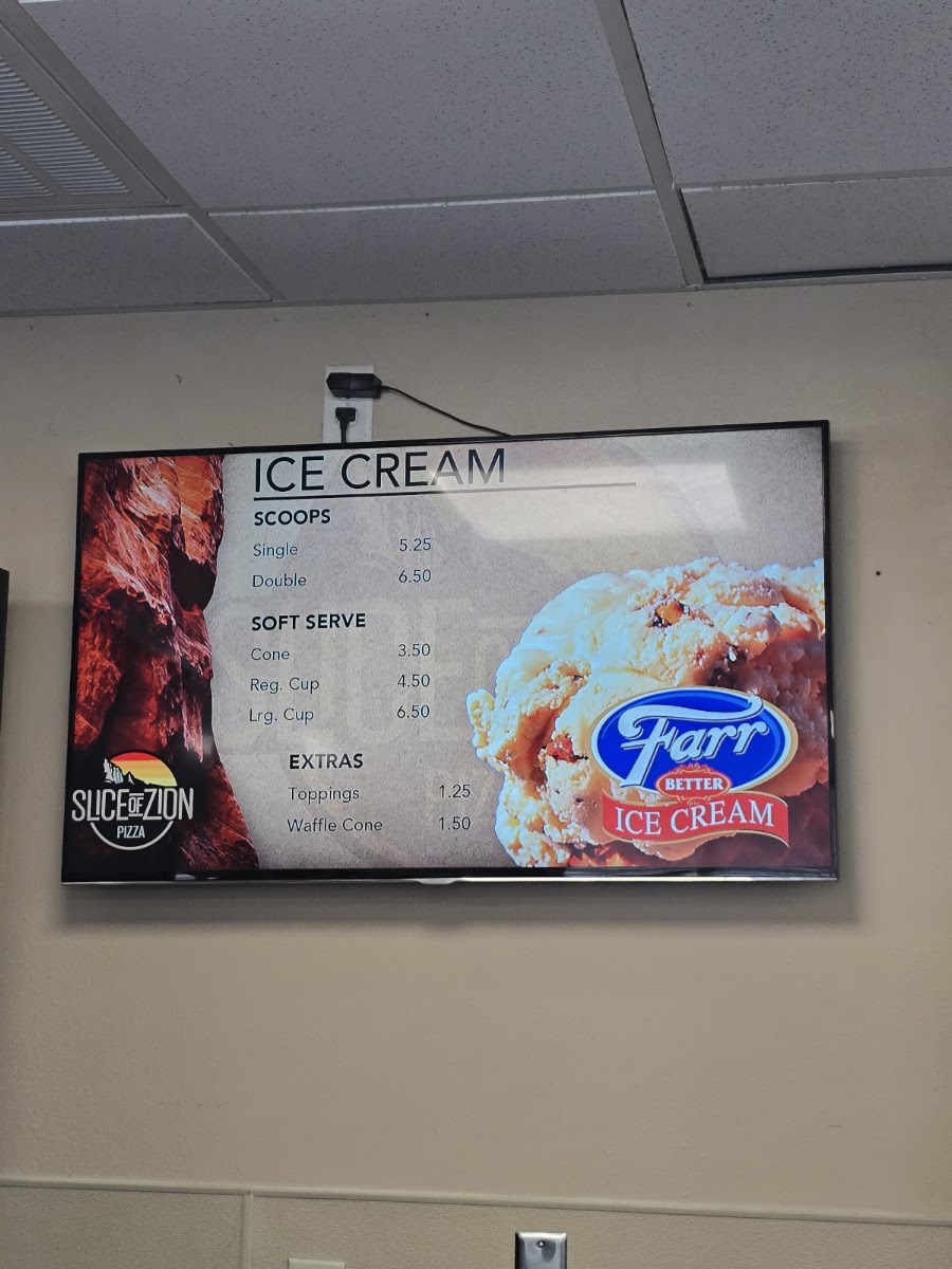 Slice of Zion menu board