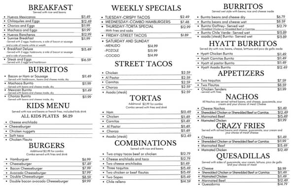 La Cocina Mexican Kitchen menu board