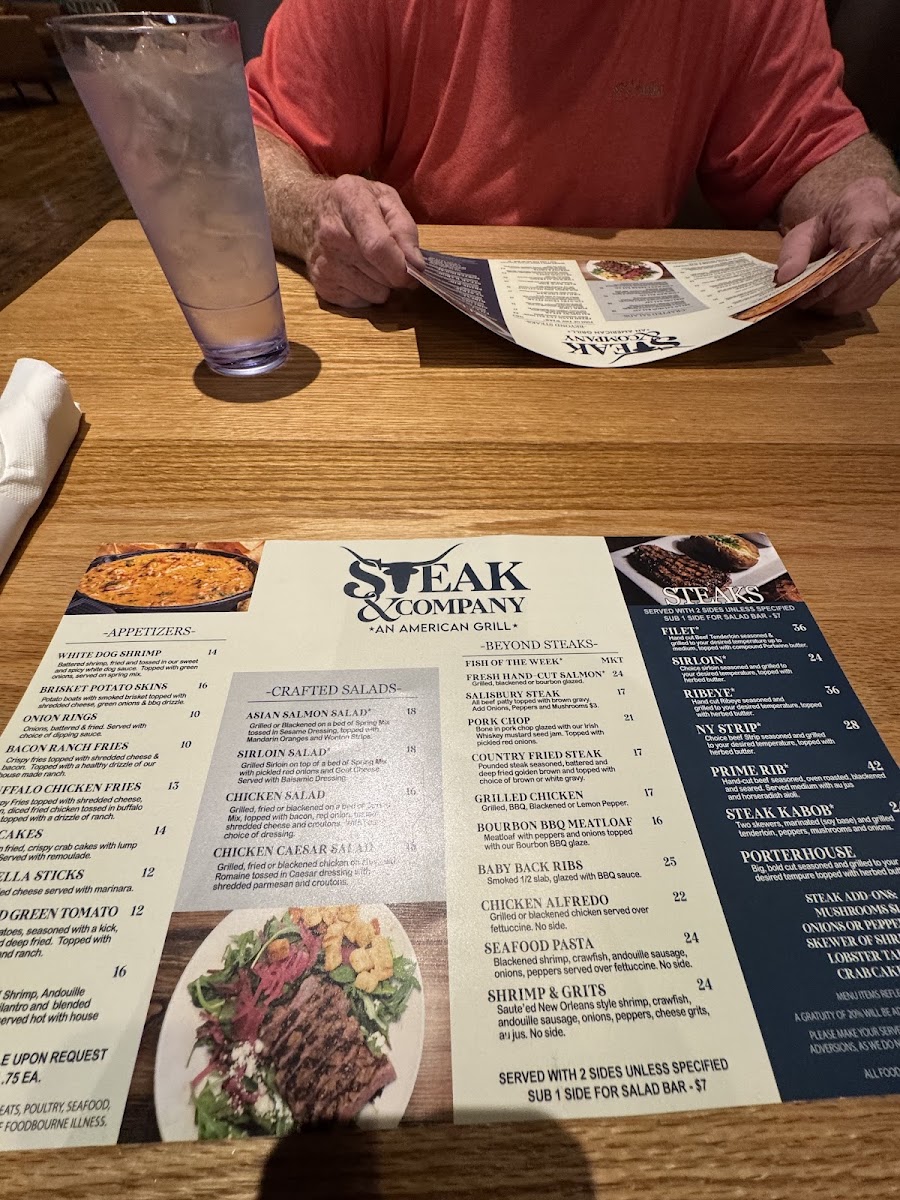 Steak & Company menu board