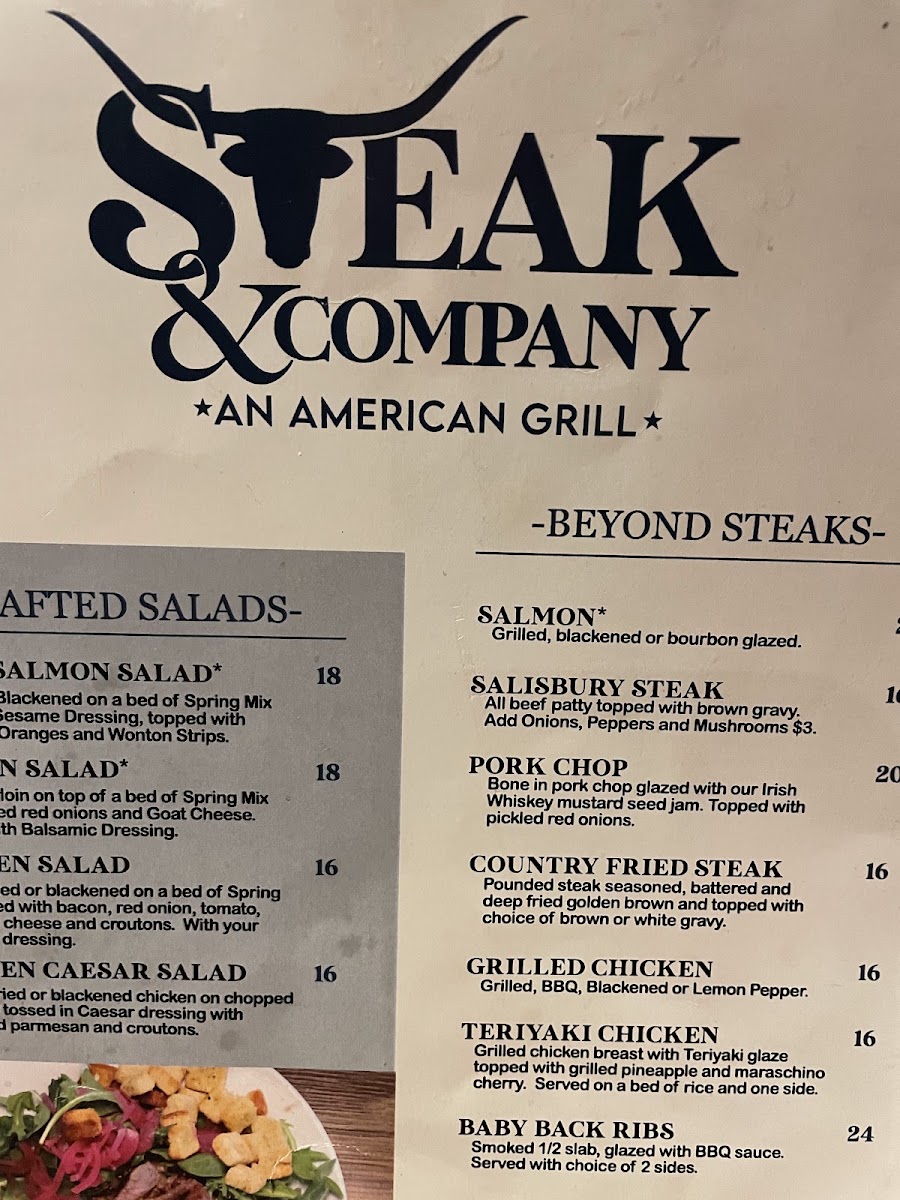 Steak & Company menu board