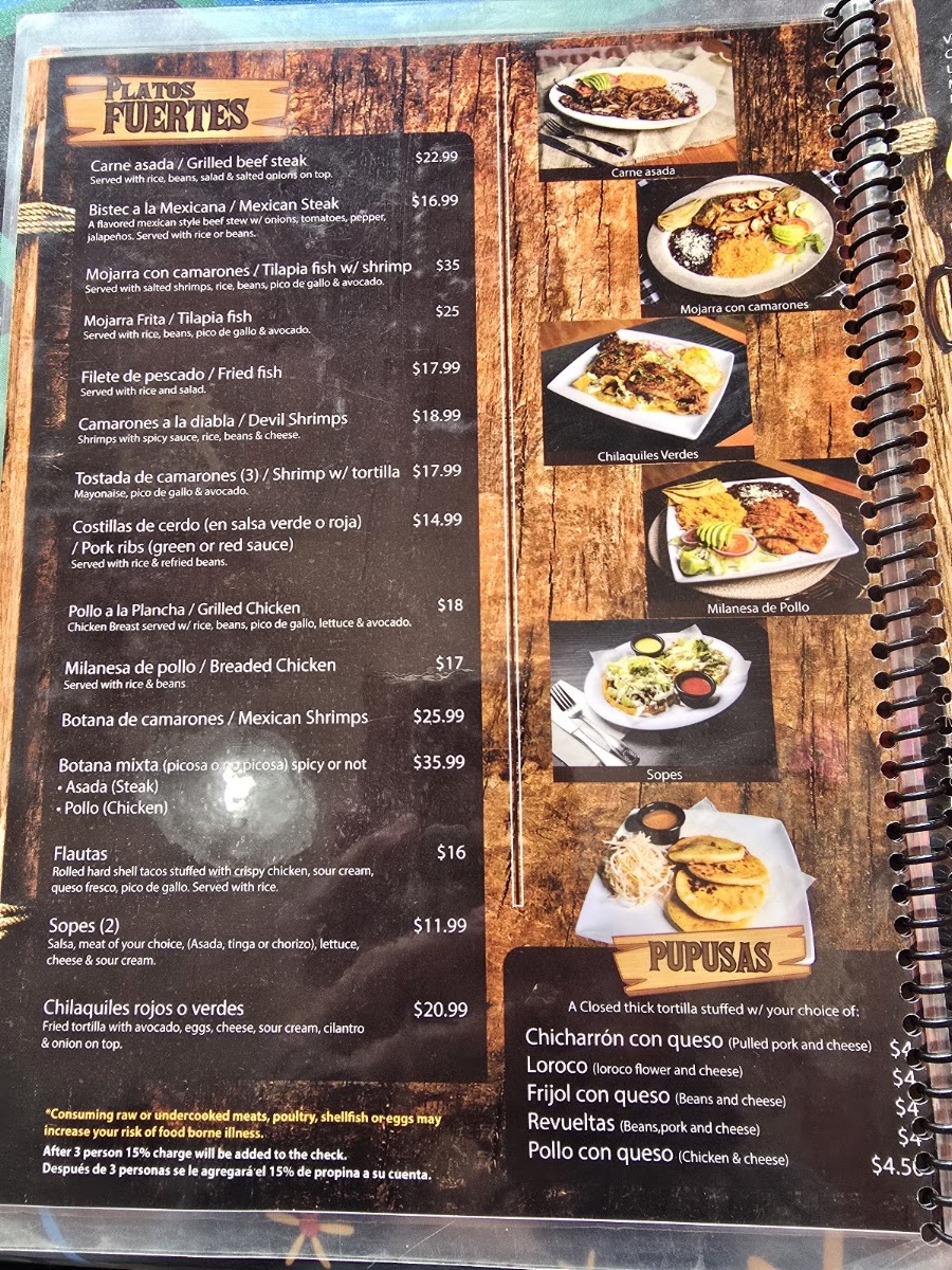 Los Inmortales Fondita Con Sabor Latino! menu board