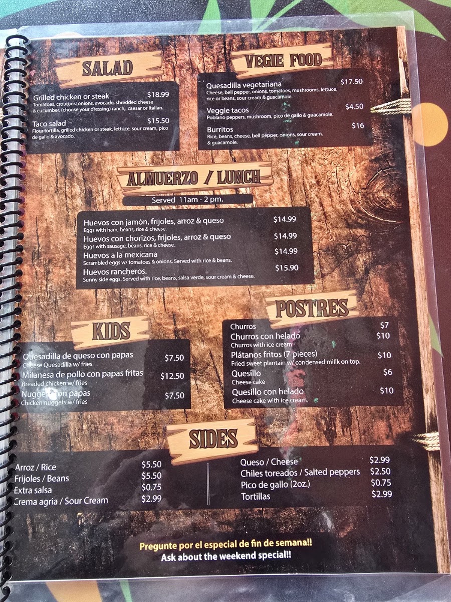 Los Inmortales Fondita Con Sabor Latino! menu board
