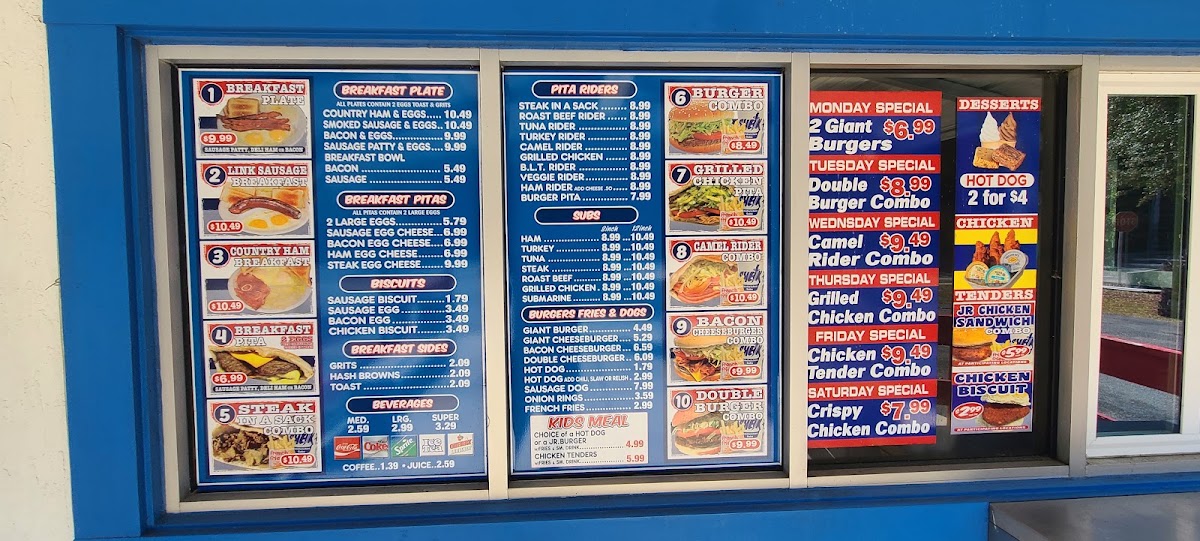 The Sheik Sandwiches and subs menu board