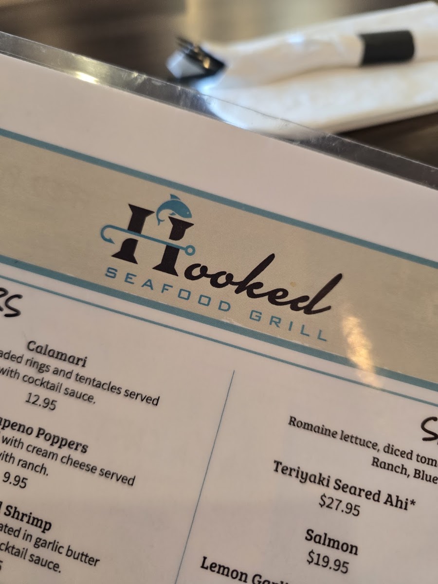 Hooked Seafood Grill menu board