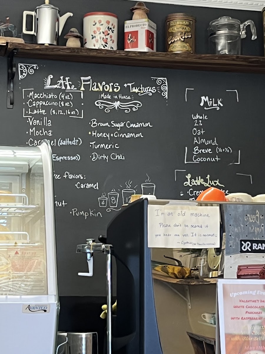 Half Past Moon Coffee Buzz menu board
