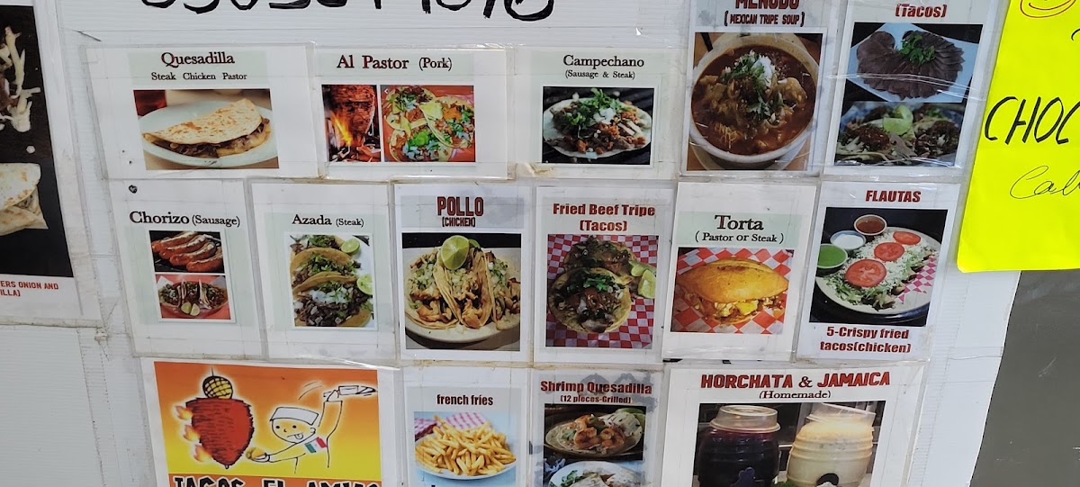 Tacos El Amigo menu board