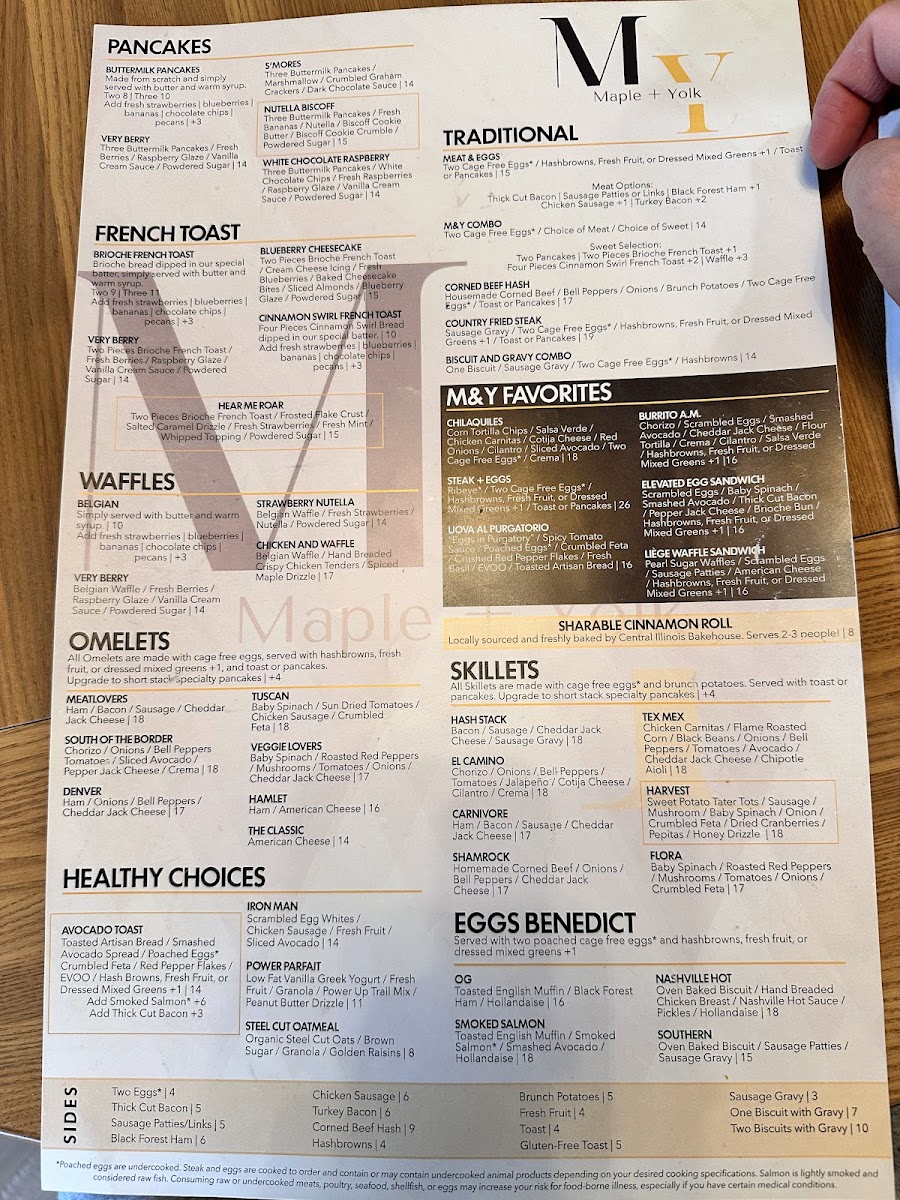 Maple & Yolk menu board