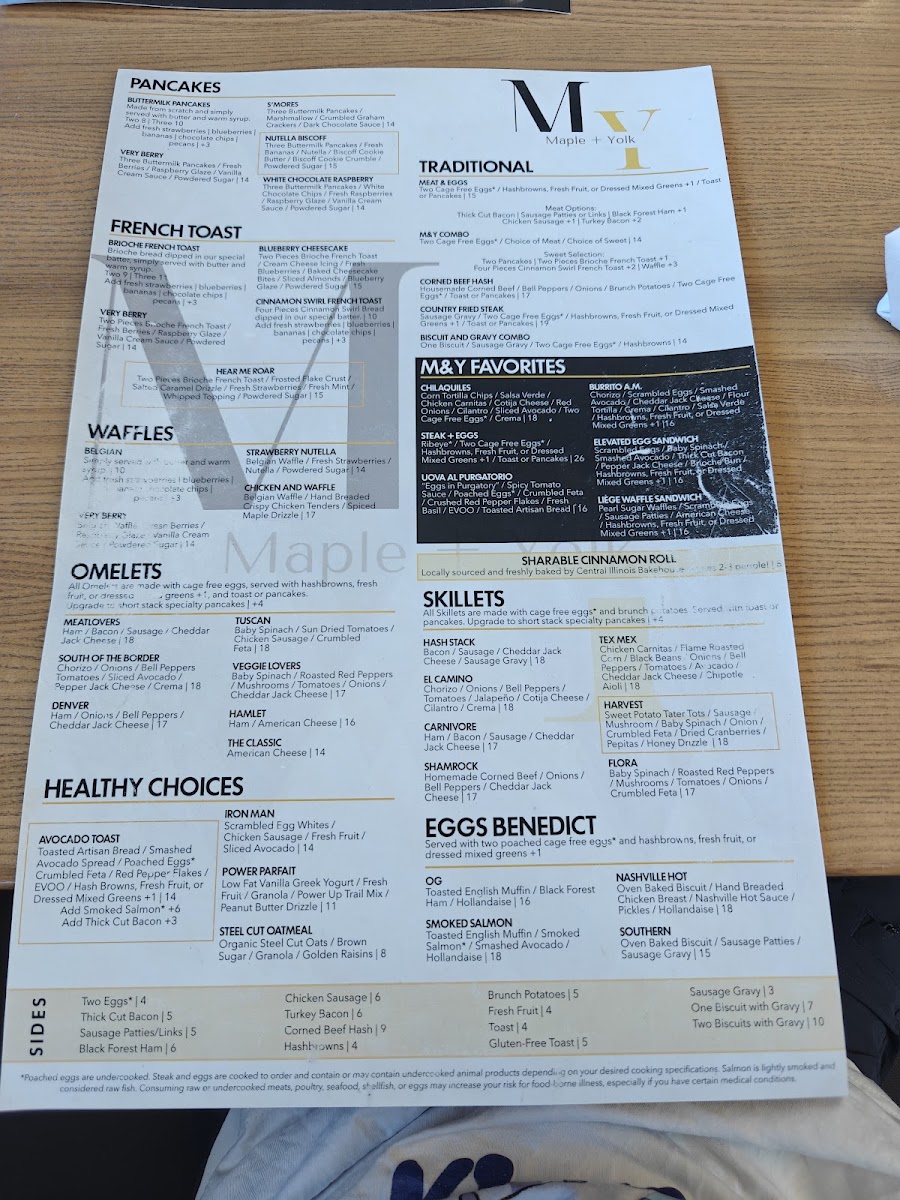 Maple & Yolk menu board